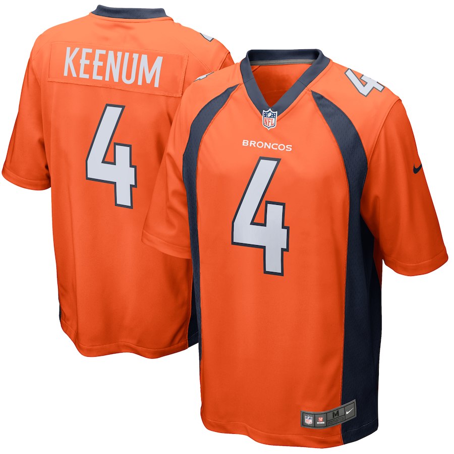 Men's Denver Broncos #4 Case Keenum Orange Game Stitched NFL Jersey